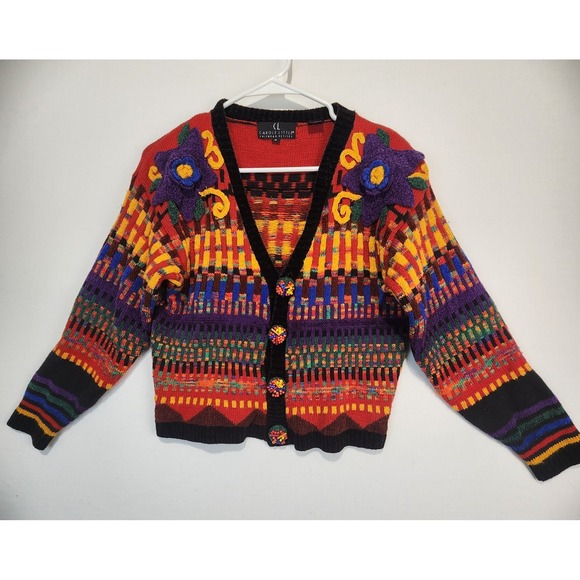 Carole Little Sweaters - Carole Little Women's Vintage Colorful Knit Boho Sweater Size S